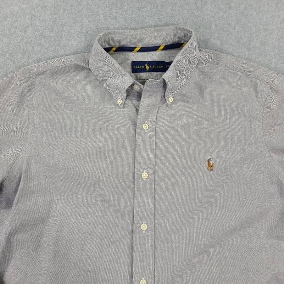 Ralph Lauren Mens Large Button Down Shirt LS Gray Flesh Pony - Picture 13 of 14